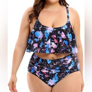 Women Two Piece Swimsuit Tummy Control Bathing Suit Swimwear Plus‎ Size XXXL